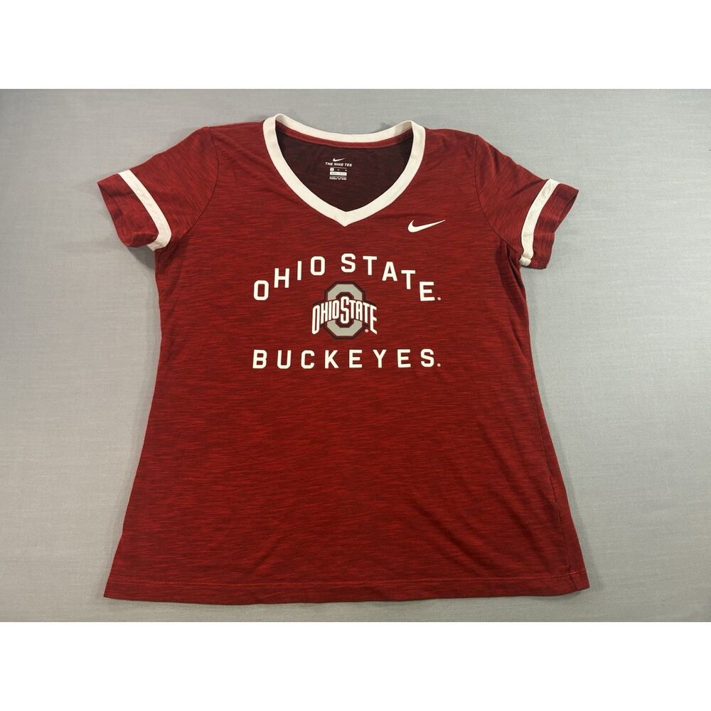 Nike Ohio State Buckeyes Women’s Medium Dri-FIT V-Neck Tee Red Short Sleeve
